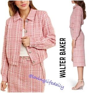 NWT Walter Baker Textured Cropped Moto Tweed Jacket NEW